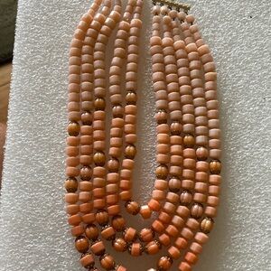Peach/Orange Multi-Strand Beaded Necklace